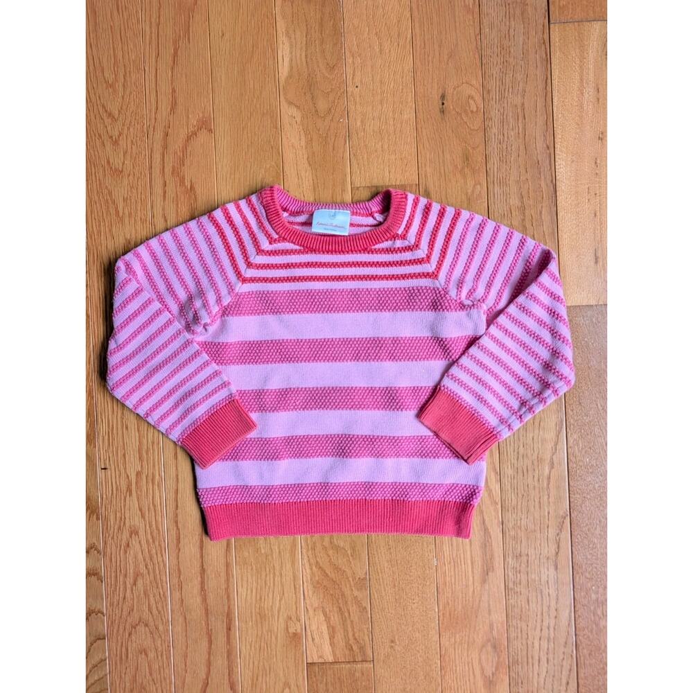 Hanna Andersson Girls Pink Striped Knit Sweater Top 110cm